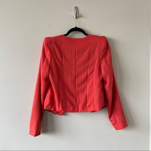 Covet-deep Coral Puff Sleeve Lightweight Blazer (Size:Small) - Picture 6 of 11